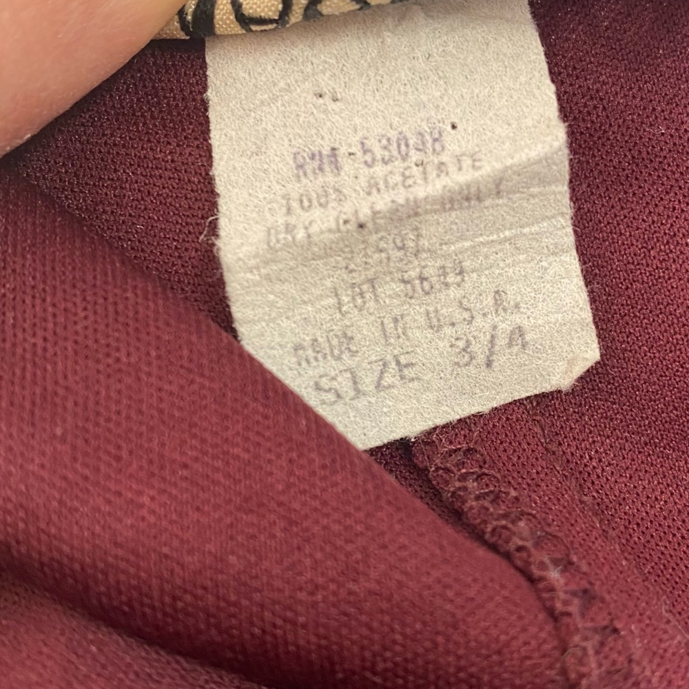 VTG Y2K Burgundy Bodycon Midi Dress Crochet Short Sleeve Daphne Frasier‎ Sz S - Picture 13 of 13